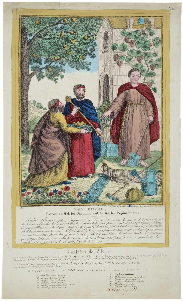 SAINT FIACRE, / Patron de MM. les Jardiniers et de MM. les Pépiniéristes. / N. 14 (titre inscrit)_0